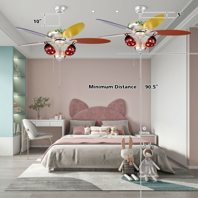 52 Inch Kids Ceiling Fan with Pull Chain ControlCostway Gallery View 9 of 11