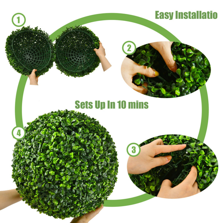 2 Pieces 15.7 Inch Artificial Boxwood Topiary UV Protected Indoor Outdoor BallsCostway Gallery View 12 of 12