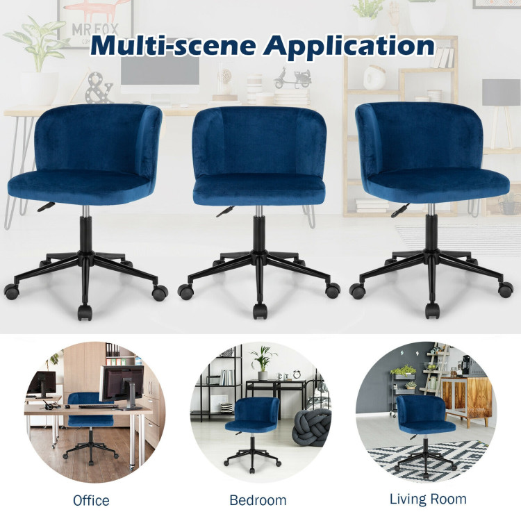 Velvet Leisure Office Chair with Adjustable Height-BlueCostway Gallery View 2 of 10