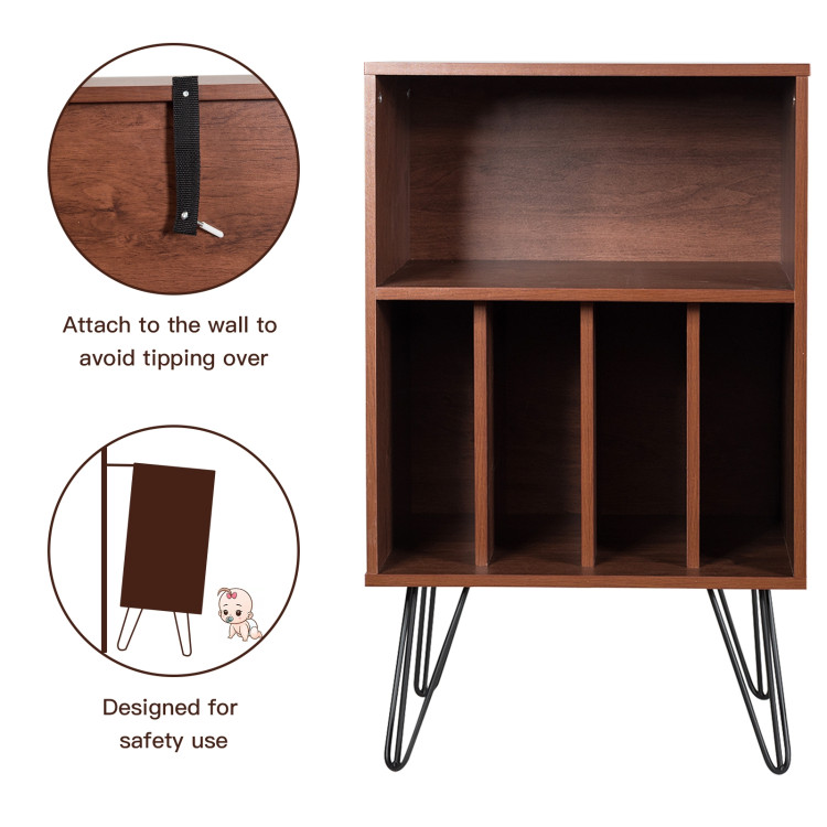 Freestanding Record Player Stand Record Storage Cabinet with Metal LegsCostway Gallery View 11 of 12