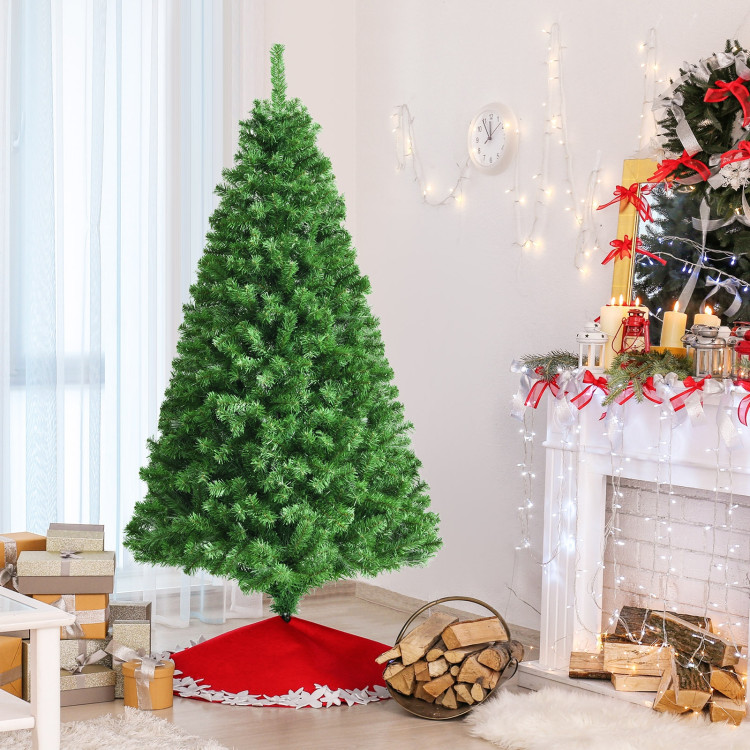 6 Feet Pre-lit Fiber Optic Artificial Christmas Tree with 617 Branch ...