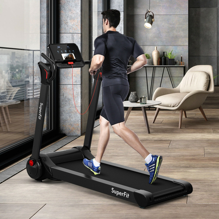 2.25 HP Electric Motorized Folding Running Treadmill Machine with LED Display-BlackCostway Gallery View 6 of 10