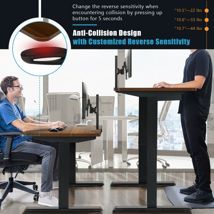 48-inch Electric Height Adjustable Standing Desk with Control Panel-WalnutCostway Gallery View 5 of 12