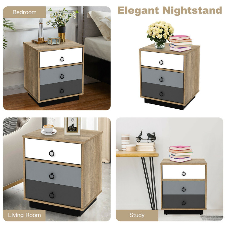 Nightstand with Drawer and Storage Cabinet Wooden Sofa Side Table End TableCostway Gallery View 3 of 9