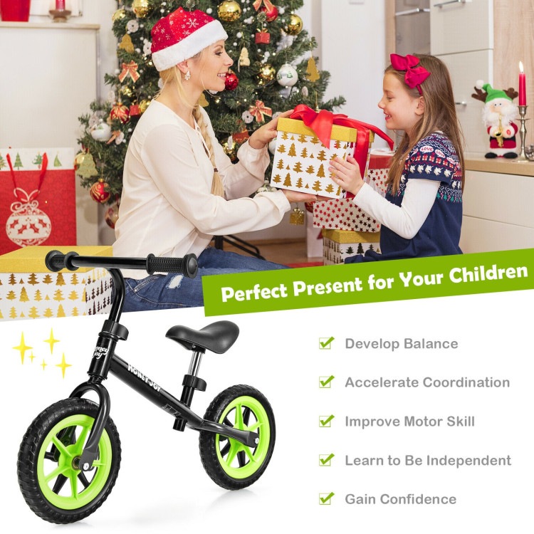 Kids No Pedal Balance Bike with Adjustable Handlebar and Seat-BlackCostway Gallery View 3 of 10