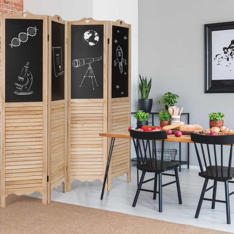 4-Panel Folding Privacy Room Divider Screen with Chalkboard Costway Gallery View 2 of 10