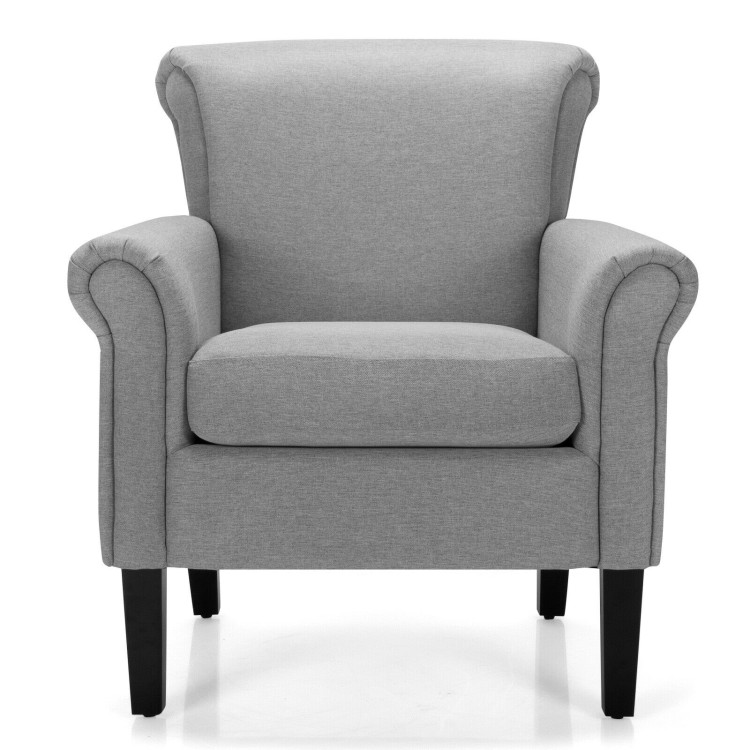 Upholstered Fabric Accent Chair with Adjustable Foot Pads-Light GrayCostway Gallery View 8 of 9