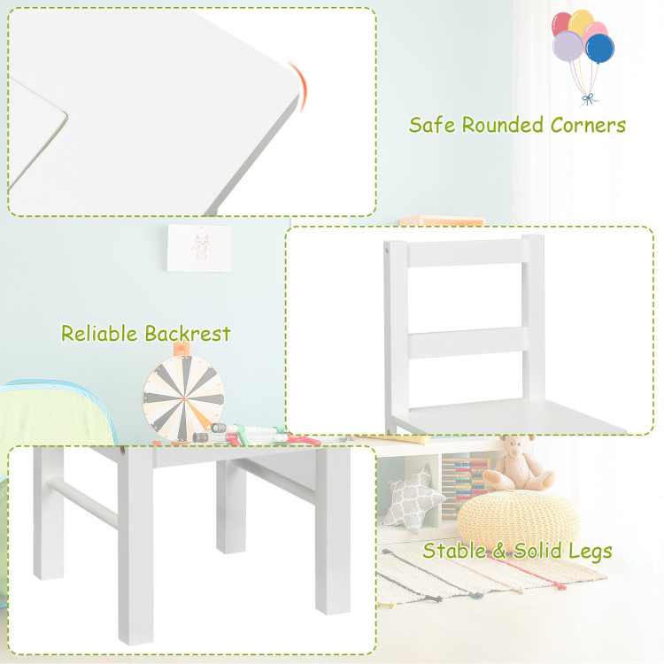 2-in-1 Kids Activity Table and 2 Chairs Set with Storage Building Block Table-WhiteCostway Gallery View 12 of 12