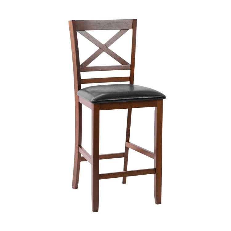 Set of 2 Bar Stools 25 Inch Counter Height Chairs with PU Leather SeatCostway Gallery View 7 of 10