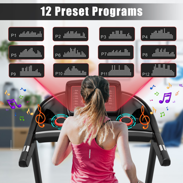2.25HP Electric Running Machine Treadmill with Speaker and APP Control-RedCostway Gallery View 8 of 10