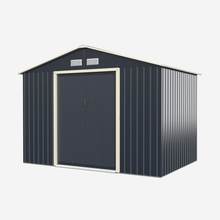9 x 6 Feet Metal Storage Shed for Garden and Tools-GrayCostway Gallery View 9 of 13