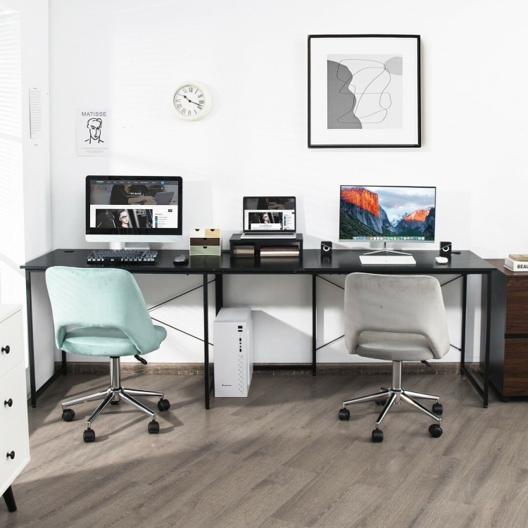 95 Inch 2-Person L-Shaped Long Reversible Computer Desk with Monitor Stand-BlackCostway Gallery View 8 of 11