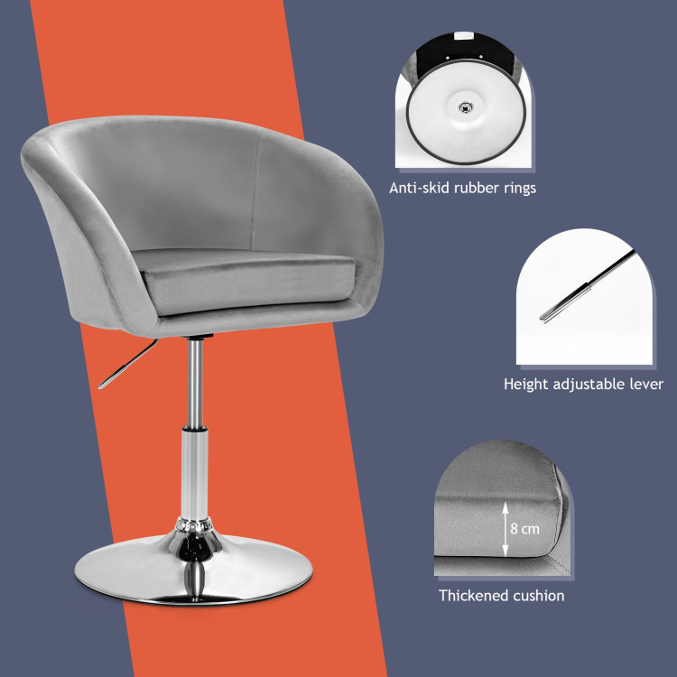 360 Degree Swivel Makeup Stool Accent Chair with Round Back and Metal Base -GrayCostway Gallery View 8 of 10