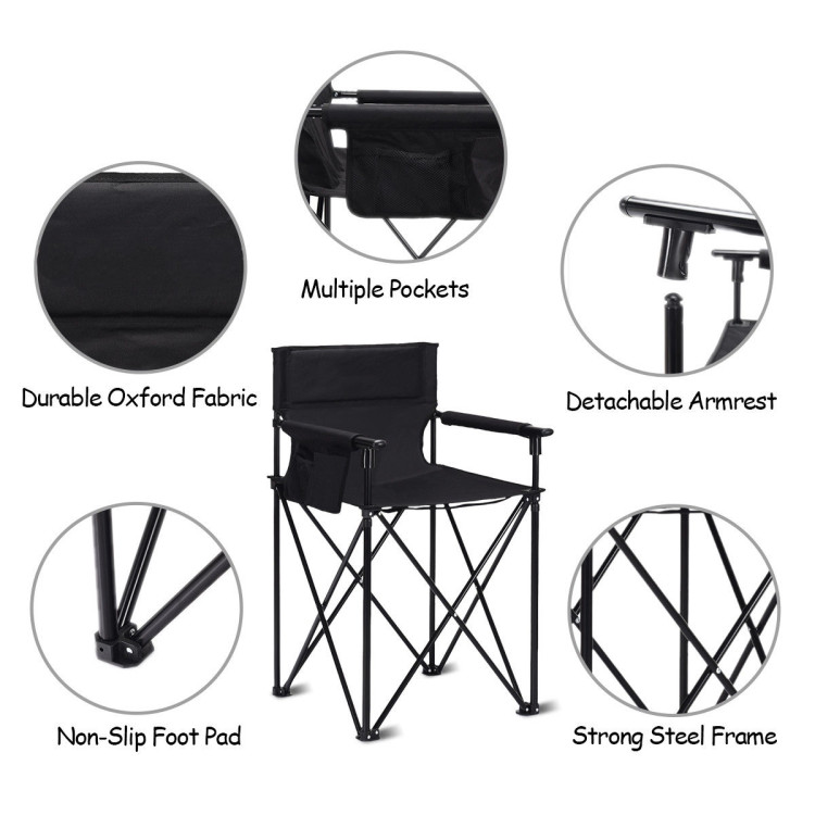Portable 38 Inch Oversized High Camping Fishing Folding Chair Costway Gallery View 10 of 12