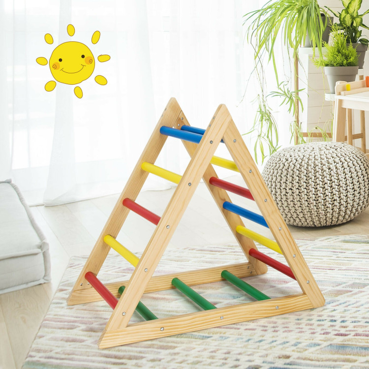 Climbing Triangle Ladder with 3 Levels for Kids-MulticolorCostway Gallery View 8 of 11