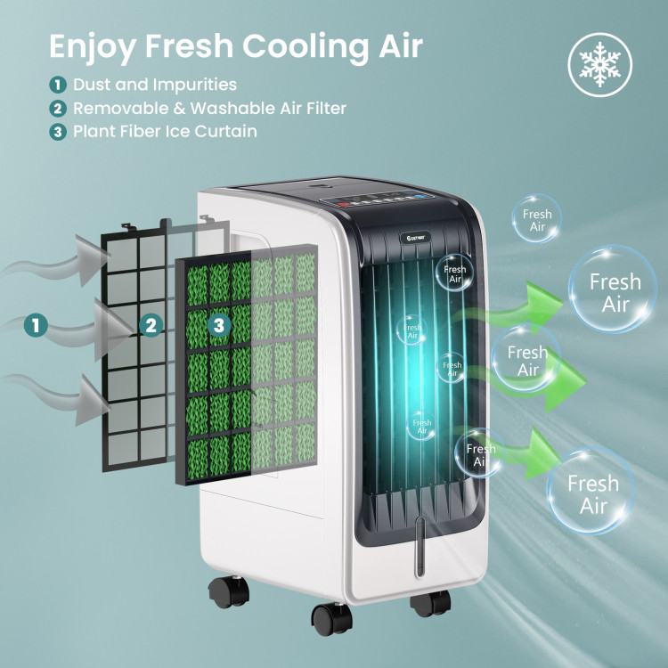 110V Portable Cooling Evaporative Fan with 3-Speed and 8H Timer FunctionCostway Gallery View 9 of 13