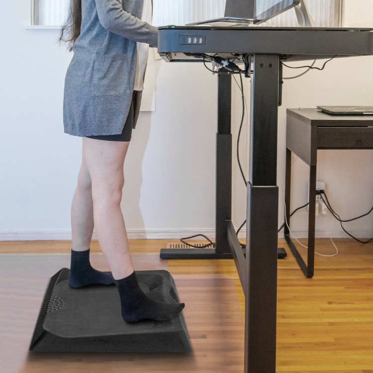 Portable Anti-Fatigue Standing Mat with Massage Point and Diverse Terrain for Office and Home-BlackCostway Gallery View 7 of 10