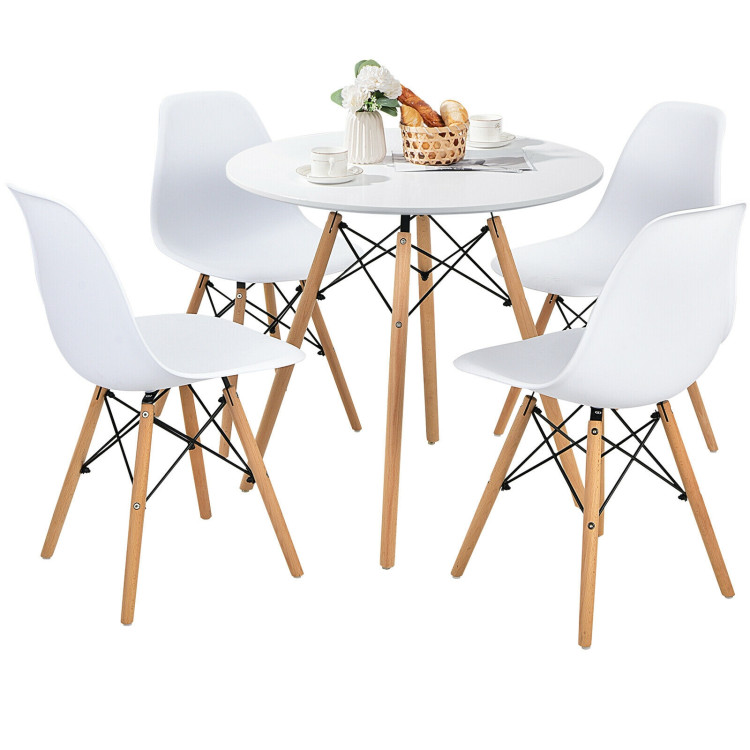 5 Pieces Table Set With Solid Wood Leg For Dining Room-WhiteCostway Gallery View 8 of 11