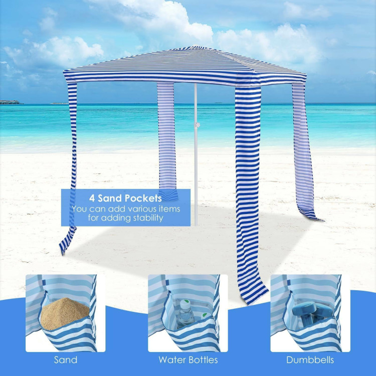 6.6 x 6.6 Feet Foldable and Easy-Setup Beach Canopy With Carry Bag-BlueCostway Gallery View 8 of 10
