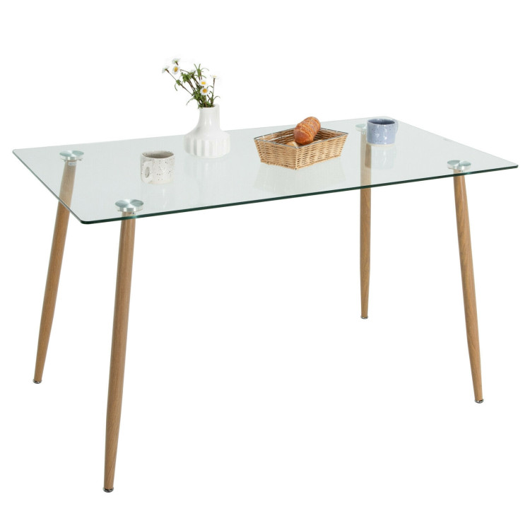 Glass Rectangular Dining Table with Metal Legs - Gallery View 9 of 12
