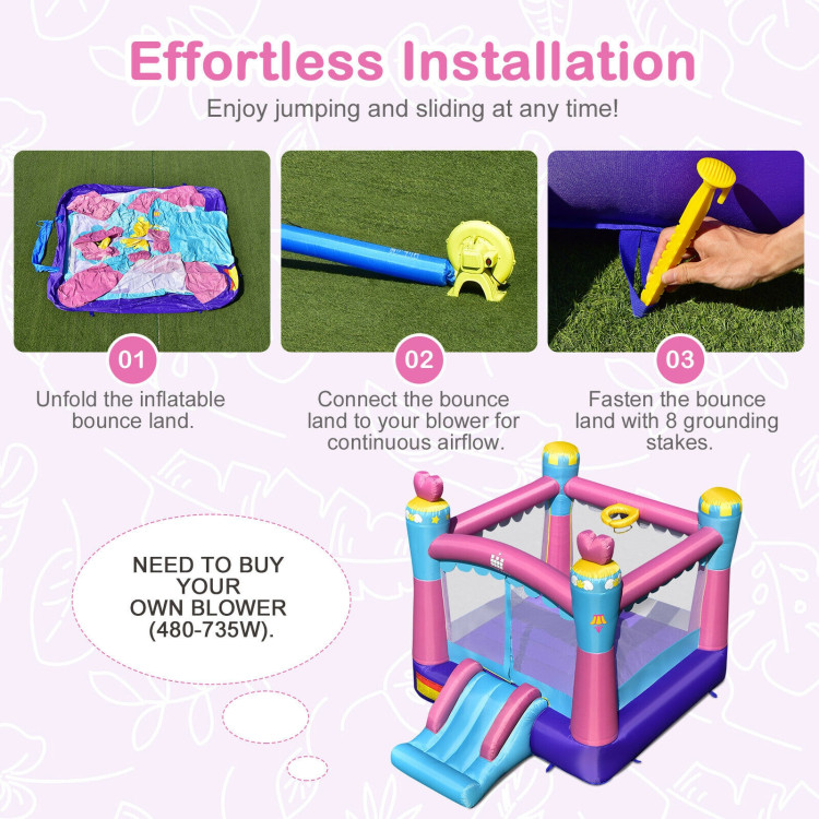 3-in-1 Princess Theme Inflatable Castle without BlowerCostway Gallery View 6 of 10