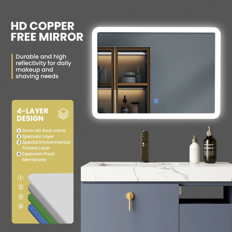 LED Wall-mounted Bathroom Rounded Arc Corner Mirror with TouchCostway Gallery View 10 of 11