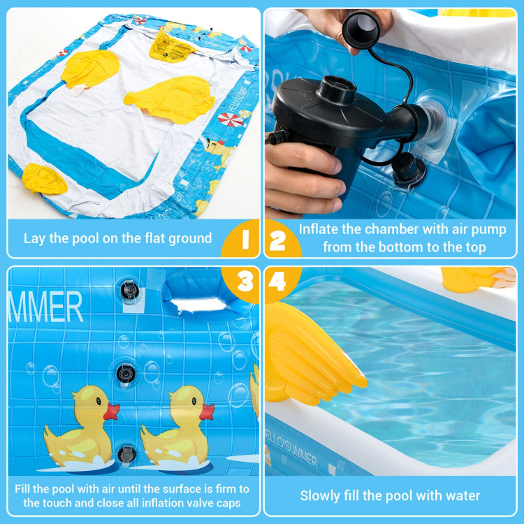 Inflatable Swimming Pool Duck Themed Kiddie Pool with Sprinkler for Age Over 3-BlueCostway Gallery View 11 of 11