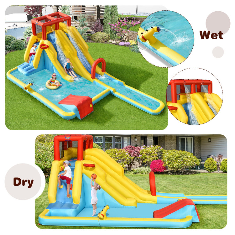 Inflatable Dual Slide Water Park Climbing Bouncer with 735W Air BlowerCostway Gallery View 10 of 12
