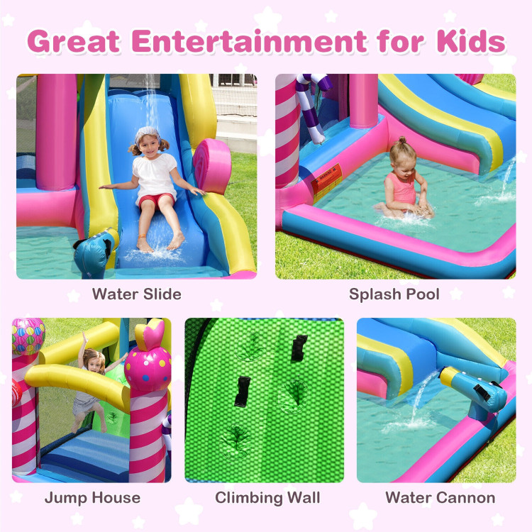 Sweet Candy Inflatable Bounce House with Water Slide and 480W BlowerCostway Gallery View 11 of 12