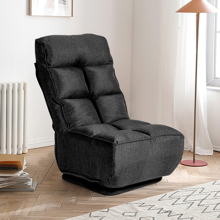 360-Degree Swivel Folding Floor Chair with 6 Adjustable Positions-BlackCostway Gallery View 8 of 12