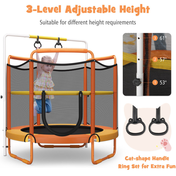 5 Feet Kids 3-in-1 Game Trampoline with Enclosure Net Spring Pad-OrangeCostway Gallery View 5 of 9