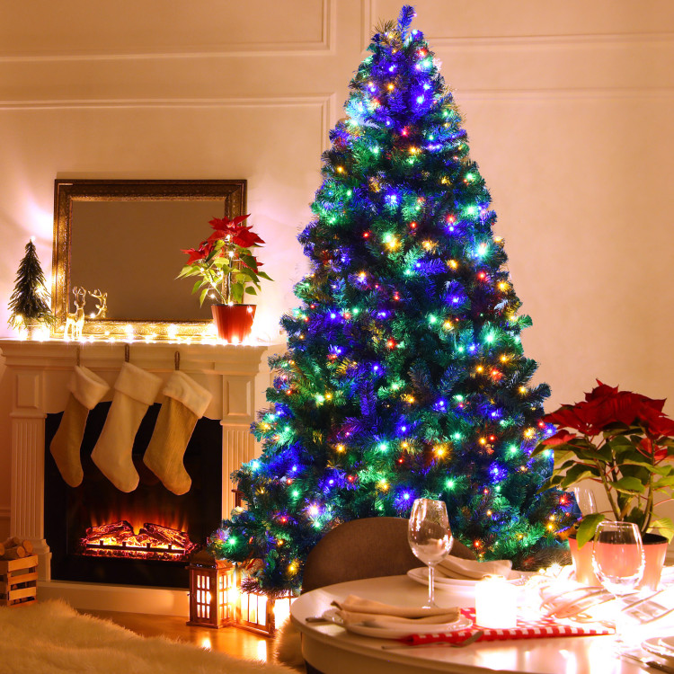 7.5 Feet Pre-Lit Artificial Spruce Christmas Tree with 550 Multicolor Lights for FestivalCostway Gallery View 2 of 10