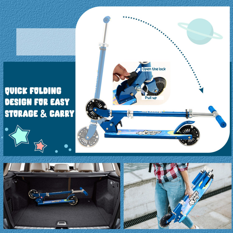 Folding Kick Scooter with 3 Adjustable Heights for Kids-BlueCostway Gallery View 5 of 8