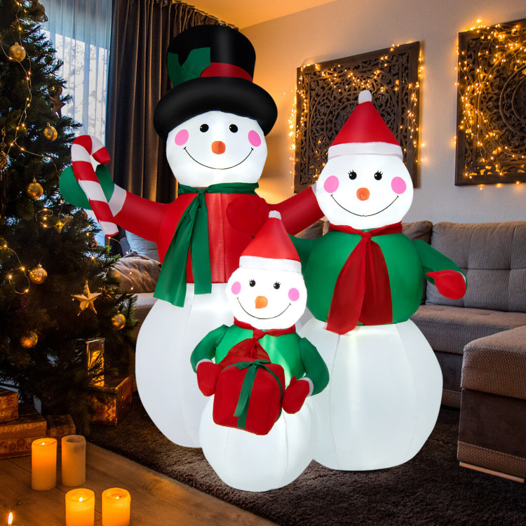 Inflatable Christmas Snowman Family Decoration with LED LightsCostway Gallery View 7 of 10