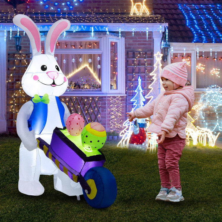Inflatable Easter Rabbit Decoration with Pushing CartCostway Gallery View 6 of 10