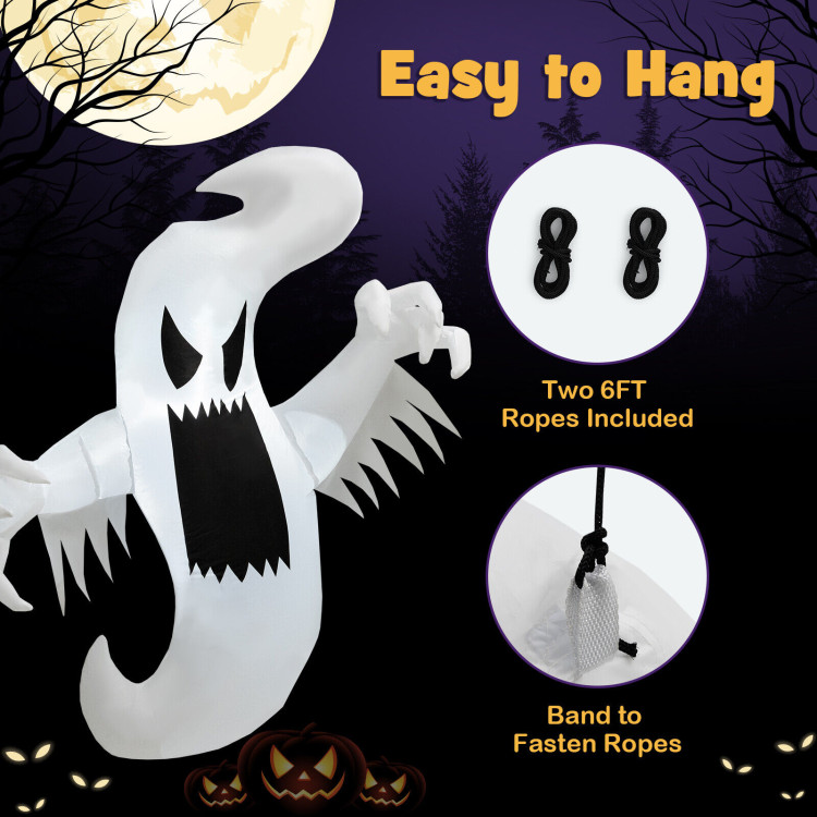 Inflatable Halloween Hanging Ghost Decoration with Built-in LED LightsCostway Gallery View 10 of 10