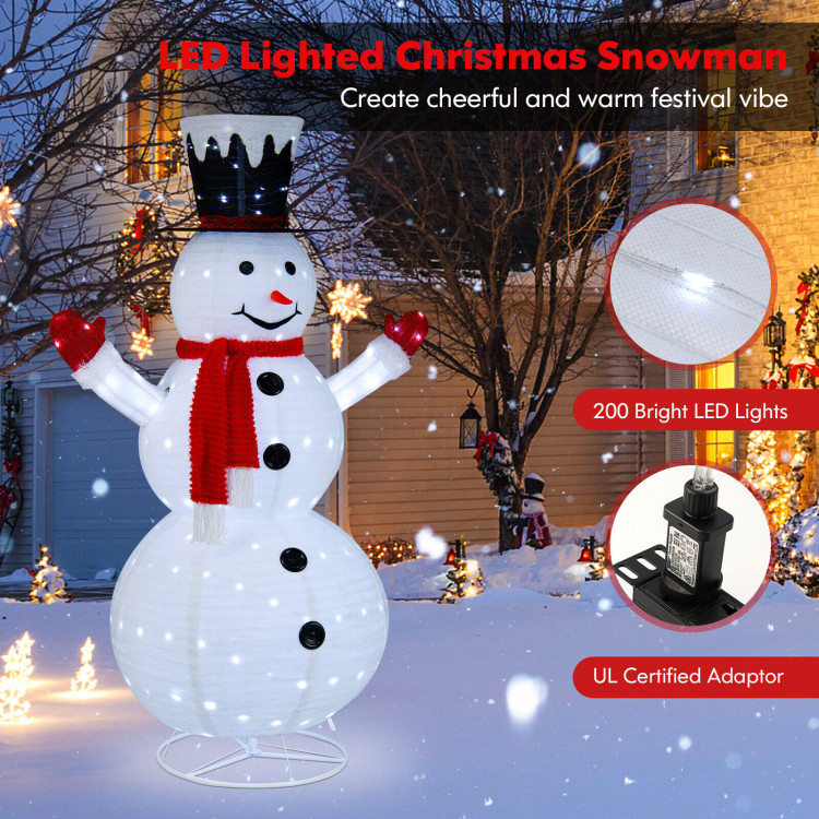 6 Feet Lighted Snowman with Top Hat and Red Scarf-WhiteCostway Gallery View 11 of 12
