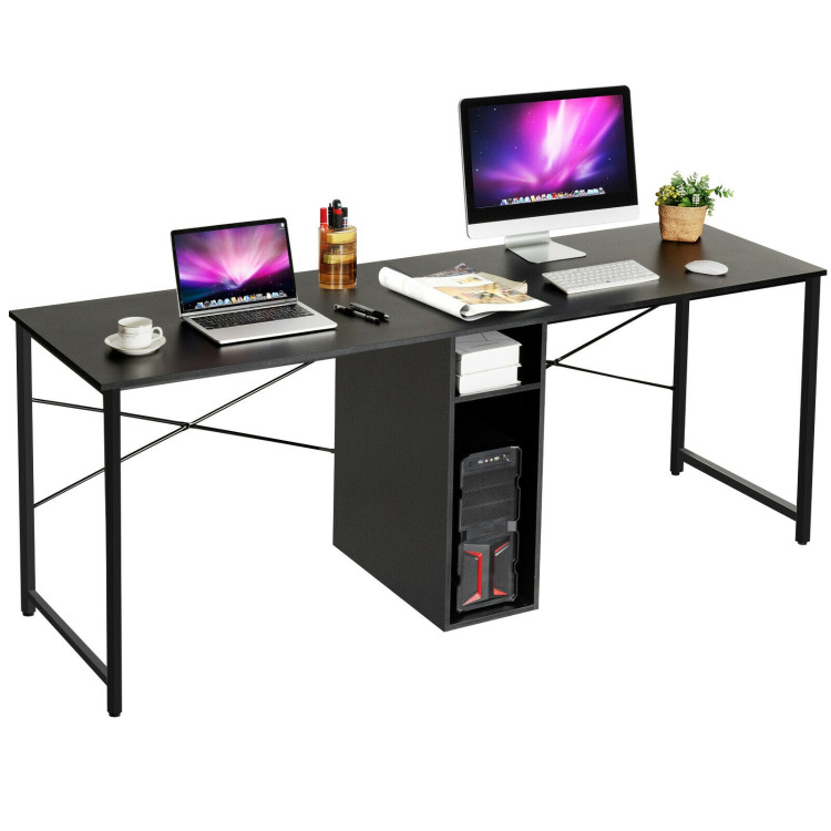 79 Inches Multifunctional Office Desk for 2 Person with Storage-BlackCostway Gallery View 8 of 11