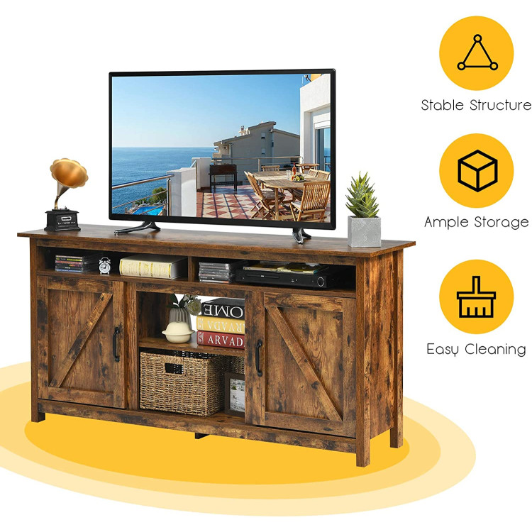 60”Industrial TV Stand Entertainment Center with Shelve and Cabinet-BrownCostway Gallery View 6 of 9