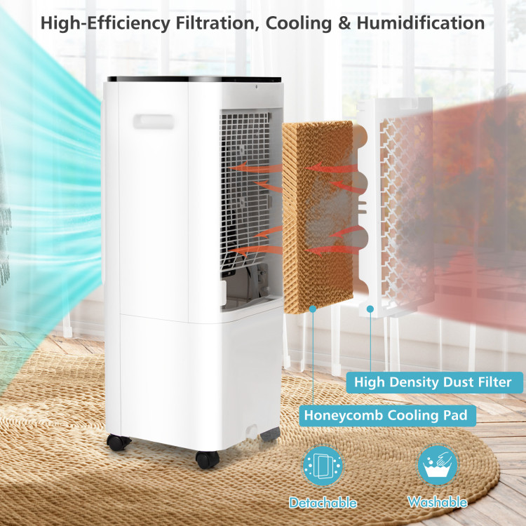 4-in-1 Evaporative Air Cooler with 12L Water Tank and 4 Ice Boxes-WhiteCostway Gallery View 6 of 11
