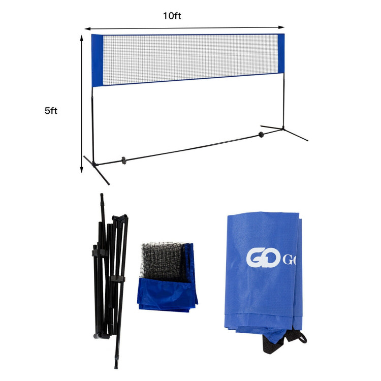 Portable 10 x 5 Feet Beach Badminton Training Net with Carrying BagCostway Gallery View 9 of 15