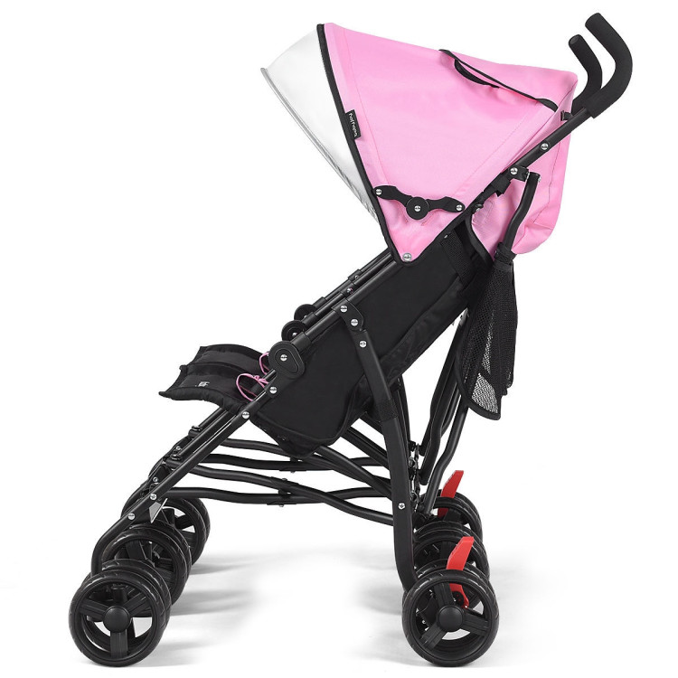 Foldable Twin Baby Double Stroller Ultralight Umbrella Kids Stroller-PinkCostway Gallery View 7 of 7
