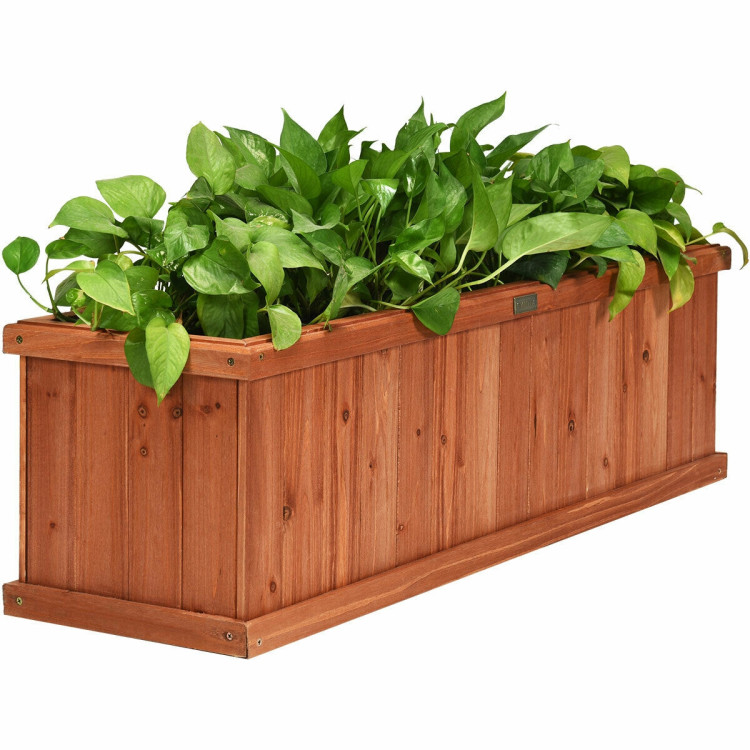3 Feet x 3 Inch Wooden Decorative Planter Box for Garden Yard and Window Costway Gallery View 4 of 12