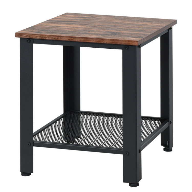 Industrial End Table 2-Tier Side Table-BlackCostway Gallery View 4 of 11