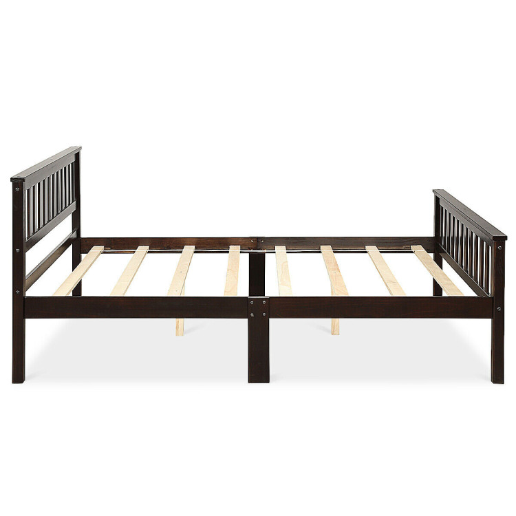 Full Size Wood Platform Bed Frame with Headboard and FootboardCostway Gallery View 8 of 10