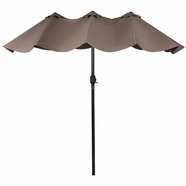 15 Feet Double-Sided Outdoor Patio Umbrella with Crank without Base-TanCostway Gallery View 7 of 10