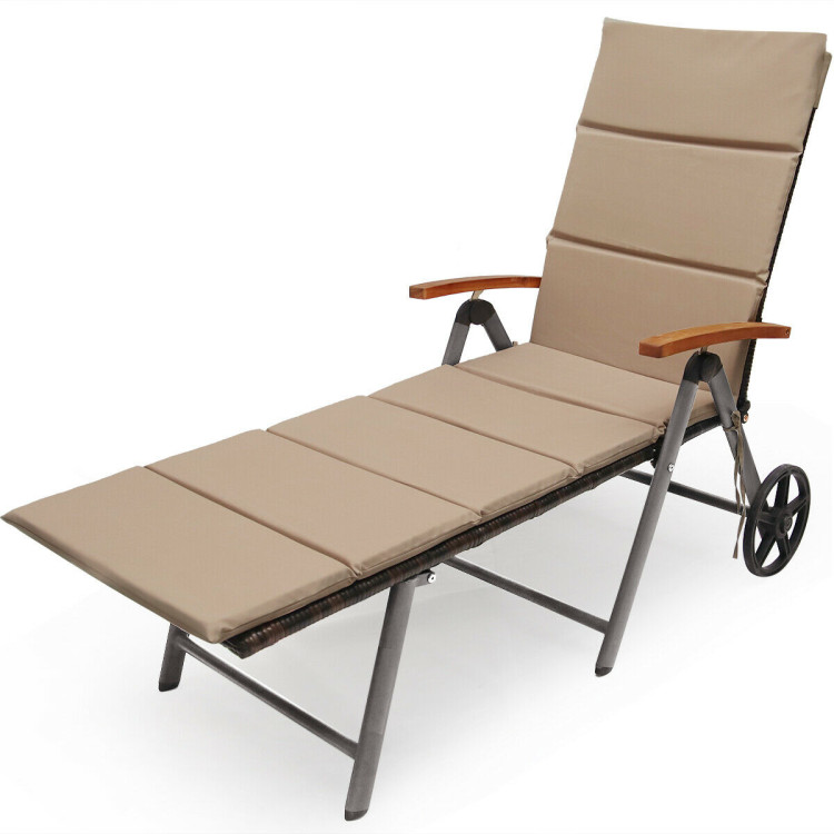 Foldable Wicker Outdoor Chaise Lounge Chair with Aluminum Frame - Gallery View 4 of 11