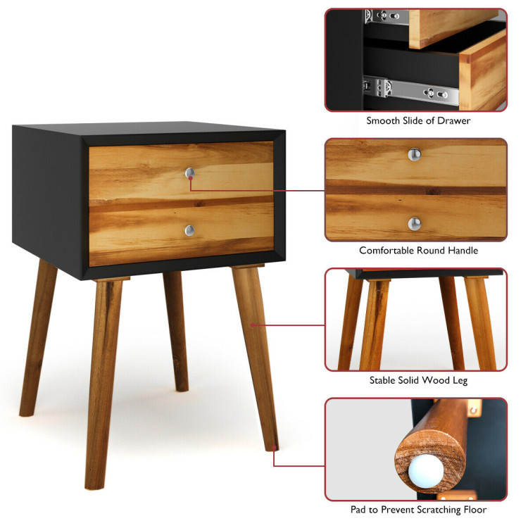 Nightstand Wooden End Table Bedside TableCostway Gallery View 12 of 12