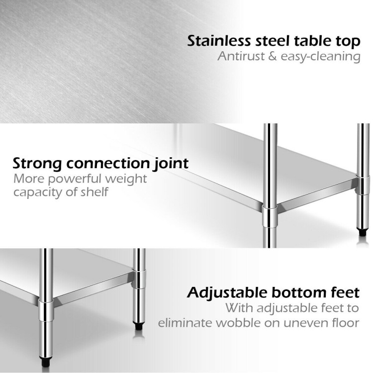 30 x 48 Inch Stainless Steel Food Preparation Kitchen TableCostway Gallery View 11 of 11