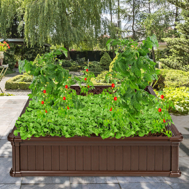 48 Inch Raised Garden Bed Planter for Flower Vegetables Patio-BrownCostway Gallery View 6 of 12